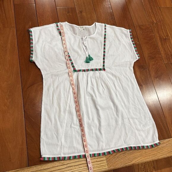 J Crew Fringe beach tunic White Top with Multicolor Trim size S - Picture 12 of 12